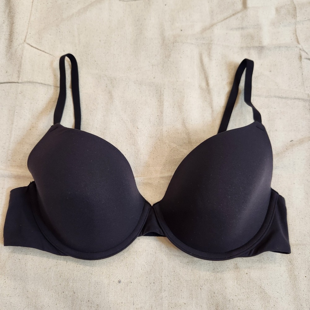 SKIMS Ultimate T-Shirt Bra Onyx Black 36B Underwire Lightly Lined BA-DEM-9221